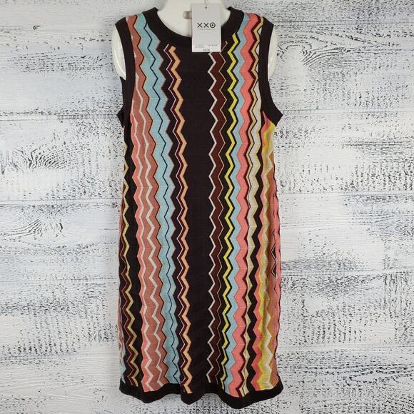 Missoni for Target Collection Brown Chevron Striped Mini Dress Size Medium New - Picture 2 of 10